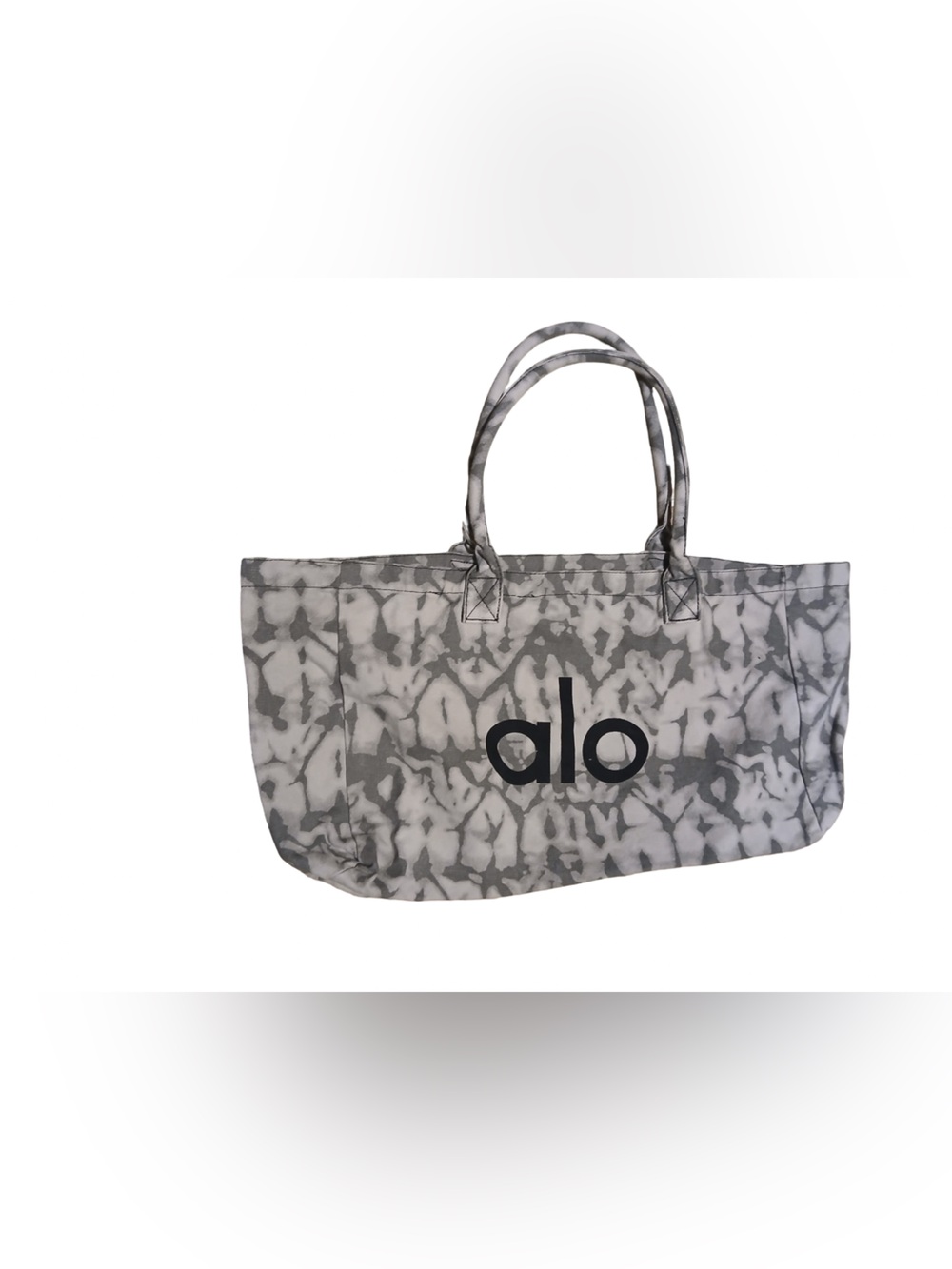 ALO Yoga Gray Tie-Dye Canvas Tote with Black Logo